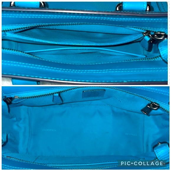 Coach Swagger 27 Turquoise Satchel Crossbody Purse Shoulder Bag & Wallet Set - Picture 12 of 17